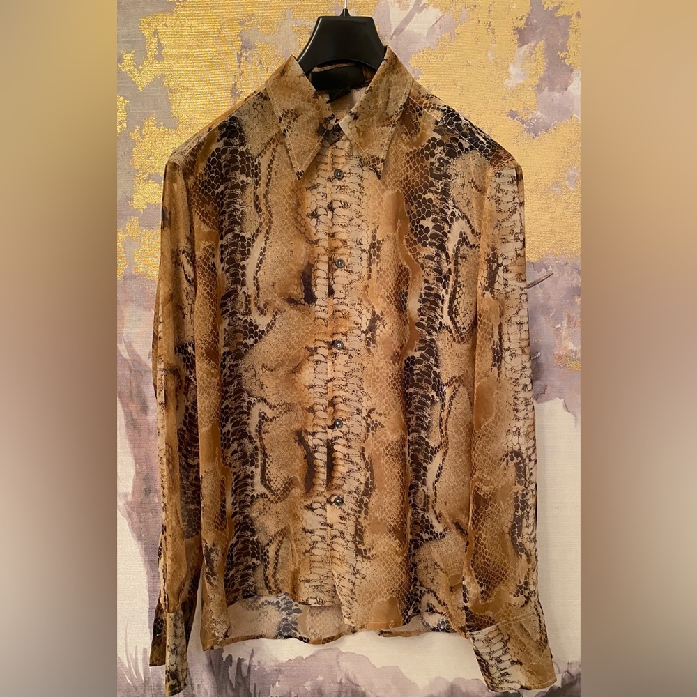 Snake print sheer shirt